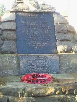 Oblique view of plaque of war memorial outside All Saints' Roman Catholic Church, Lanchester 2016